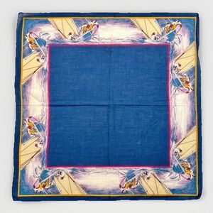 Vintage Ferrell Reed Sailboat Handkerchief  Pocket Square Cotton Made In Italy